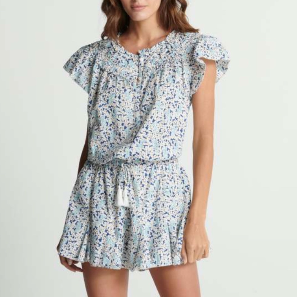 *We Are Sundays Womens Indigo Blue Floral Harley Romper Small